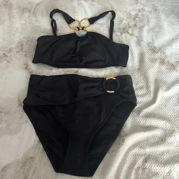 Bleu Rod Beattie Ring Me Up Over Shoulder Ring Swim Top and High Waist Bottom - Picture 10 of 14